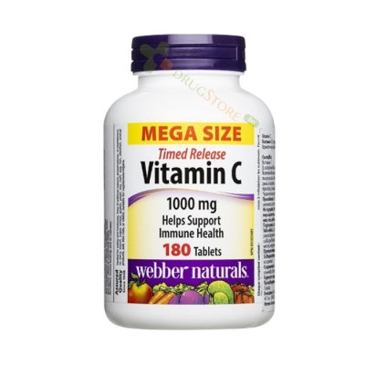 ВИТАМИН C 1000 TR (с удължено освобождаване) таблетки 180 броя / WEBBER NATURALS WITAMIN C 1000 TIME RELEASE 
