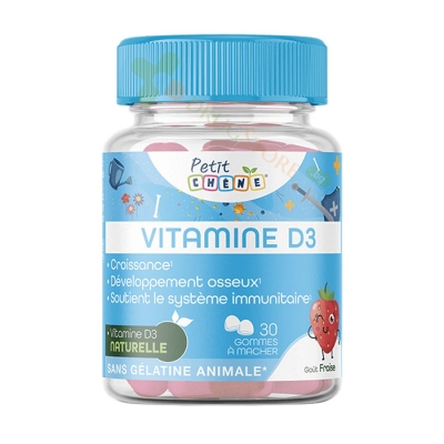 ВИТАМИН D3 желирани таблетки ягода 30 броя / LES TROIS CHENES PETIT CHENE VITAMIN D3 chewable tablets strawberry 