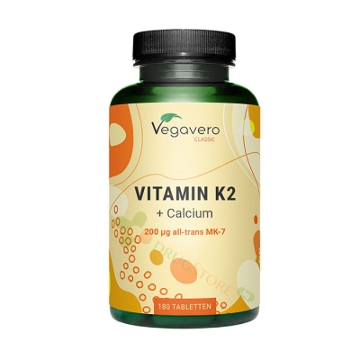 ВИТАМИН K2 + КАЛЦИЙ таблетки 180 броя / VEGAVERO VITAMIN K2 + CALCIUM 