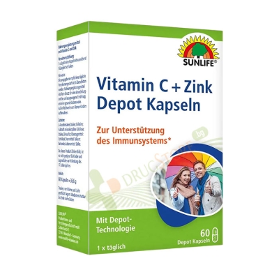 ВИТАМИН С + ЦИНК ДЕПО капсули 60 броя / SUNLIFE VITAMIN C + ZINK DEPOT 
