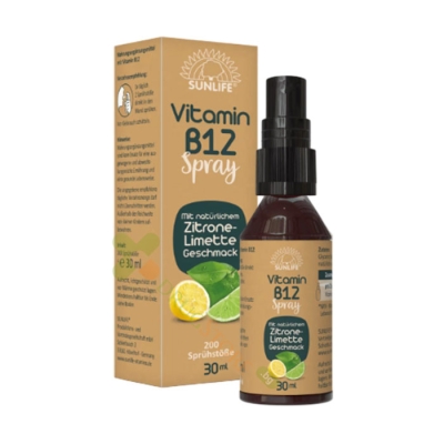 ВИТАМИН В12 МЕТИЛКОБАЛАМИН 500 мкг спрей 30 мл / SUNLIFE VITAMIN B12 METHYLCOBALAMIN 500 mcg spray 