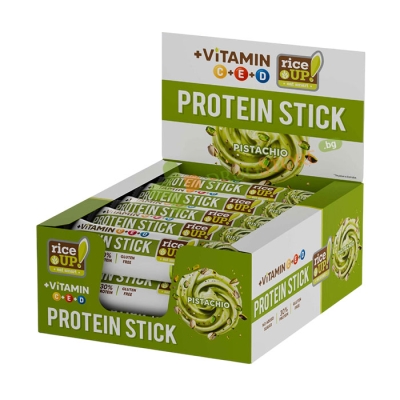 ВИТАМИНОВ ПРОТЕИНОВ СТИК ШАМФЪСТЪК 40 г 15 броя / RICE UP! VITAMIN PROTEIN STICK PISTACCHIO 40 g 