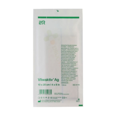ВЛИВАКТИВ Ag ПРЕВРЪЗКА С АКТИВЕН ВЪГЛЕН И СРЕБЪРО, ТЪНКА 10 х 20 см 1 брой / LOHMANN & RAUSCHER VLIWAKTIV Ag ACTIVATED CHARACOAL ROPE WITH SILVER  10 х 20 cm