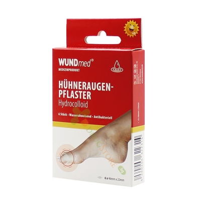 ВУНДМЕД ПАЧОВЕ ПРИ МАЗОЛИ 46/22 мм 6 броя / WUNDMED HYDROCOLLOID PLASTERS 46/22 mm
