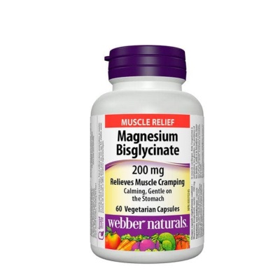 МАГНЕЗИЙ БИСГЛИЦИНАТ капсули 200 мг. 60 броя / WEBBER NATURALS MAGNESIUM BISGLYCINATE