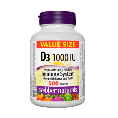 ВИТАМИН D3 таблетки 1000 IU 500 броя / WEBBER NATURALS VITAMIN D3