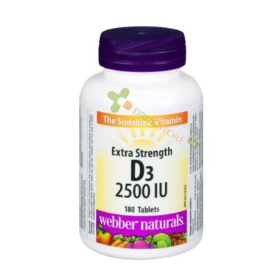 ВИТАМИН D3 таблетки 2500IU 180 броя /  WEBBER NATURALS VITAMIN D3 