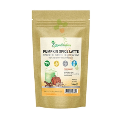 ЗДРАВНИЦА ТИКВЕНО ЛАТЕ С ПОДПРАВКИ прах 100 г / ZDRAVNITZA PUMPKIN SPICE LATTE powder