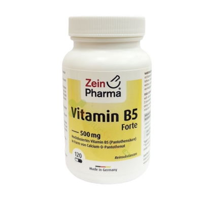 ЗЕИН ФАРМА ВИТАМИН B5 (ПАНТОТЕНОВА КИСЕЛИНА) капсули 120 броя / ZEIN PHARMA VITAMIN B5 PANTOTHENIC ACID 