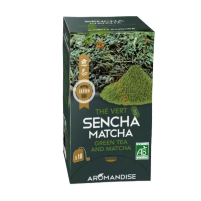 ЗЕЛЕН ЧАЙ И МАТЧА филтърни пакетчета 18 броя / AROMANDISE GREEN TEA AND MATCHA tea bags 