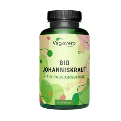ЖЪЛТ КАНТАРИОН + ПАСИФЛОРА капсули 90 броя / VEGAVERO BIO ST. JOHN'S WORTH + PASIFLORA 