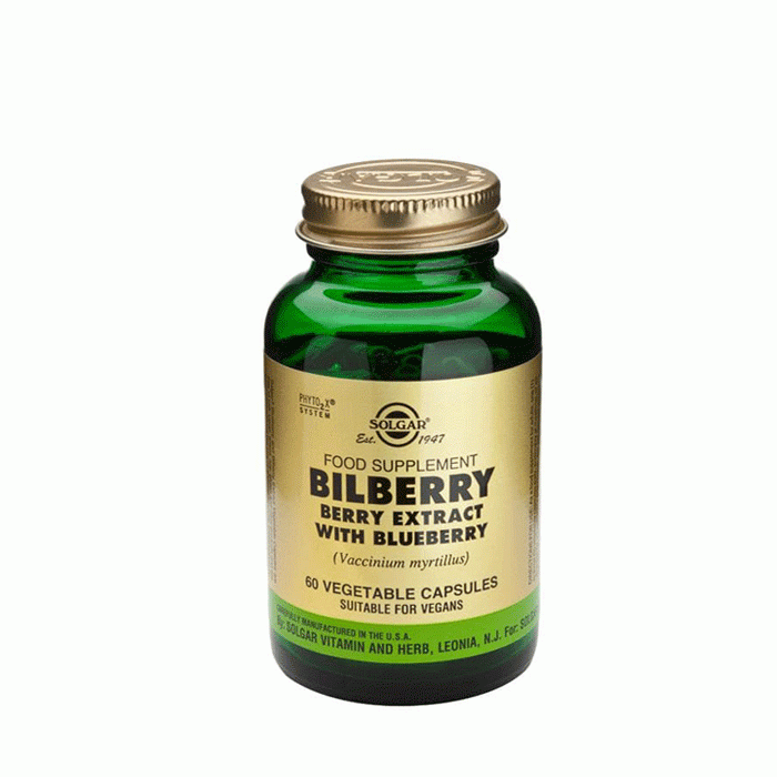 СОЛГАР ЕКСТРАКТ ОТ БОРОВИНКИ капсули 60 броя / SOLGAR BILBERRY BERRY ...
