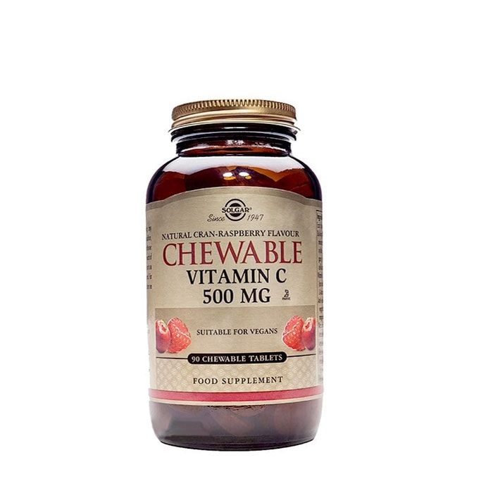 СОЛГАР ВИТАМИН Ц С ВКУС НА БОРОВИНКА дъвчащи таблетки 90 броя / SOLGAR VITAMIN C WITH NATURAL CRAN-RASPBERRY FLAVOUR