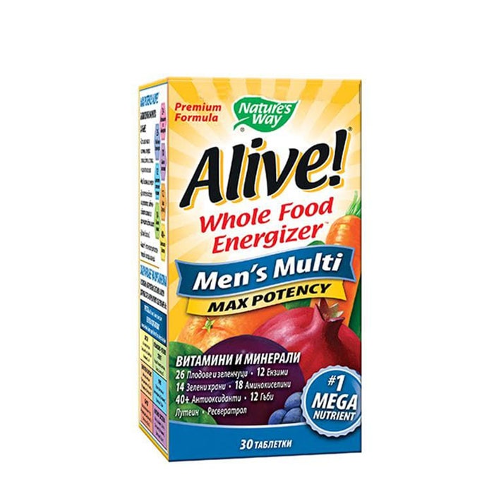 АЛАЙВ МУЛТИВИТАМИНИ ЗА МЪЖЕ таблетки 30 броя / NATURE&#039;S WAY ALIVE MENS MULTI