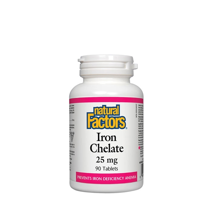 НАТУРАЛ ФАКТОРС ЖЕЛЯЗО таблетки 25 мг. 90 броя / NATURAL FACTORS IRON CHELATE