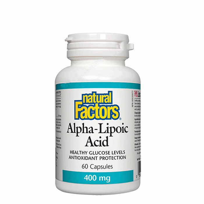 НАТУРАЛ ФАКТОРС АЛФА ЛИПОЕВА КИСЕЛИНА капсули 400 мг 60 броя / NATURAL FACTORS ALPHA - LIPOIC ACID