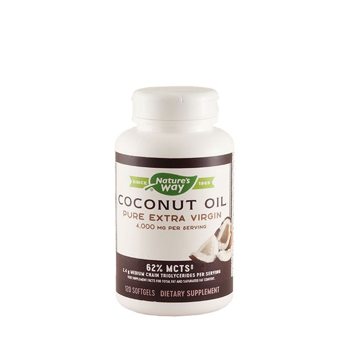 КОКОСОВО МАСЛО ОРГАНИК капсули 1000 мг 120 броя / NATURE&#039;S WAY COCONUT OIL PURE EXTRA VIRGIN