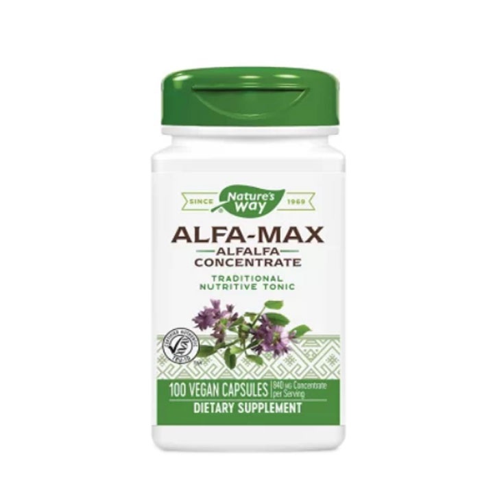 АЛФА - МАКС ЛЮЦЕРНА КОНЦЕНТРАТ капсули 525 мг 100 броя / NATURE&#039;S WAY ALFA MAX CONCENTRATE