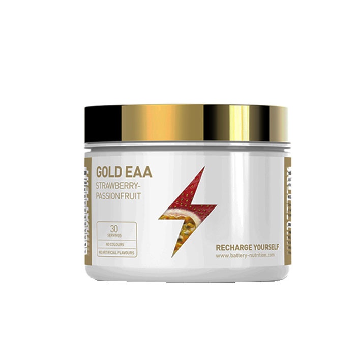 БАТЕРИ ГОЛД ЕАА С ВКУС НА ЯГОДА И МАРАКУЯ 360 гр. / BATTERY NUTRITION GOLD ЕАА STRAWBERRY &amp; PASSIONFRUIT