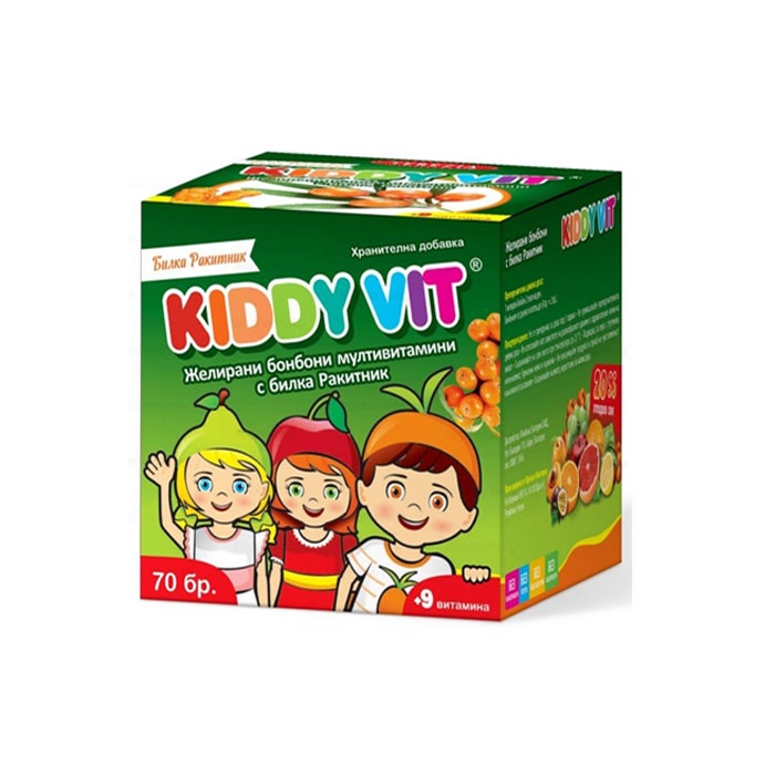 ЖЕЛИРАНИ БОНБОНИ МУЛТИВИТАМИНИ С РАКИТНИК 70 броя / KIDDY VIT gummies