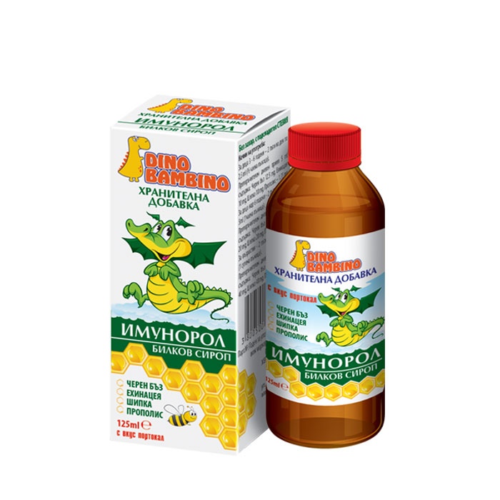 ДИНО БАМБИНО ИМУНОРОЛ с вкус на портокал 125 мл. / HERBALLAB DINO BAMBINO IMMUNOROLE