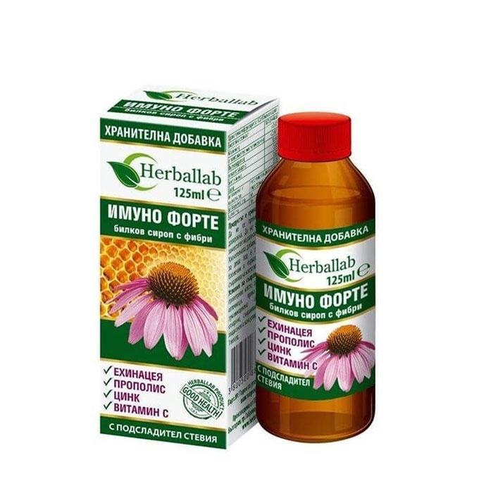 ИМУНО ФОРТЕ сироп 125 мл. / HERBALLAB IMUNO FORTE HERBAL SYRUP WITH FIBRES