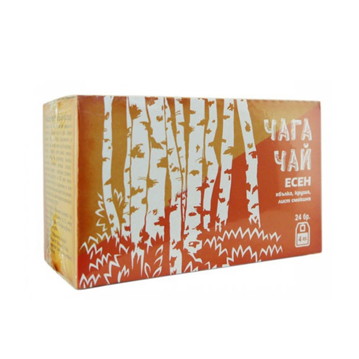 ЧАЙ ФИЛТЪР ЧАГА ЕСЕН - ЯБЪЛКА, КРУША, ЛИСТ ОТ СМОКИНЯ 24 броя / VERDE VITA CHAGA TEA AUTUMN - APPLE, PEAR, FIG LEAVES