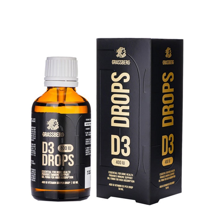 ГРАСБЕРГ ВИТАМИН Д3 400 IU капки 50 мл / GRASSBERG VITAMIN D3 DROPS 400 IU