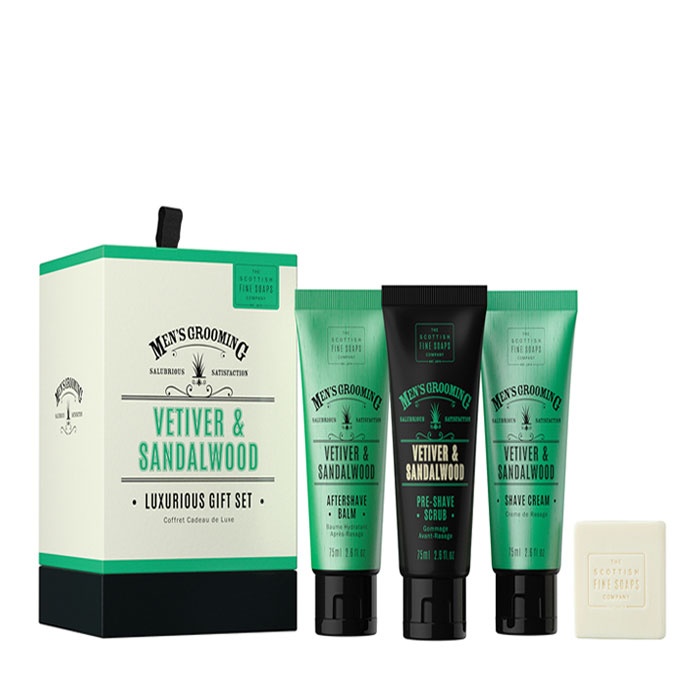 КОМПЛЕКТ ОТ 4 ПРОДУКТА С ВЕТИВЕР И САНДАЛОВО ДЪРВО / SCOTTISH FINE SOAPS VETIVER &amp; SANDALWOOD LUXURIOUS GIFT SET