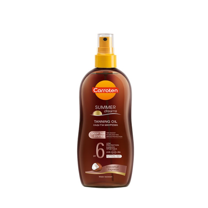 КАРОТЕН ОЛИО-СПРЕЙ ЗА ТЕН SPF6 С КОКОСОВ АРОМАТ 200 мл. / CARROTENE SUMMER DREAMS TANNING OIL SPRAY SPF6 WITH COCONUT FRAGRANCE