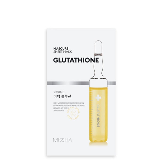 ТЕКСТИЛНА МАСКА ЗА ЛИЦЕ С ГЛУТАТИОН 28 мл. / MISSHA MASCURE WHITENING SOLUTION SHEET MASK GLUTATHIONE