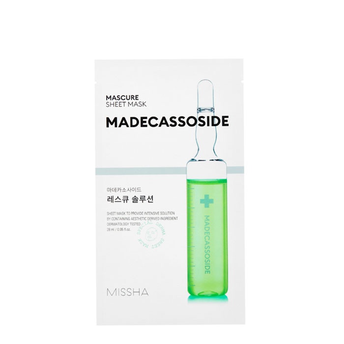 ТЕКСТИЛНА МАСКА ЗА ЛИЦЕ С УСПОКОЯВАЩ ЕФЕКТ 28 мл. / MISSHA MASCURE RESCUE SOLUTION SHEET MASK MADECASOSIDE