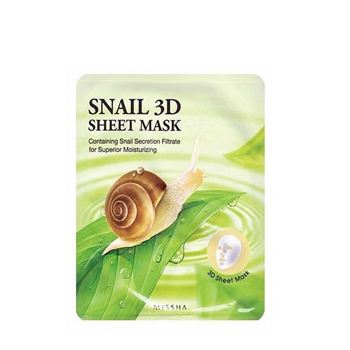ТЕКСТИЛНА 3D МАСКА ЗА ЛИЦЕ С ЕКСТРАКТ ОТ ОХЮВИ 21 гр. / MISSHA SNAIL 3D SHEET MASK