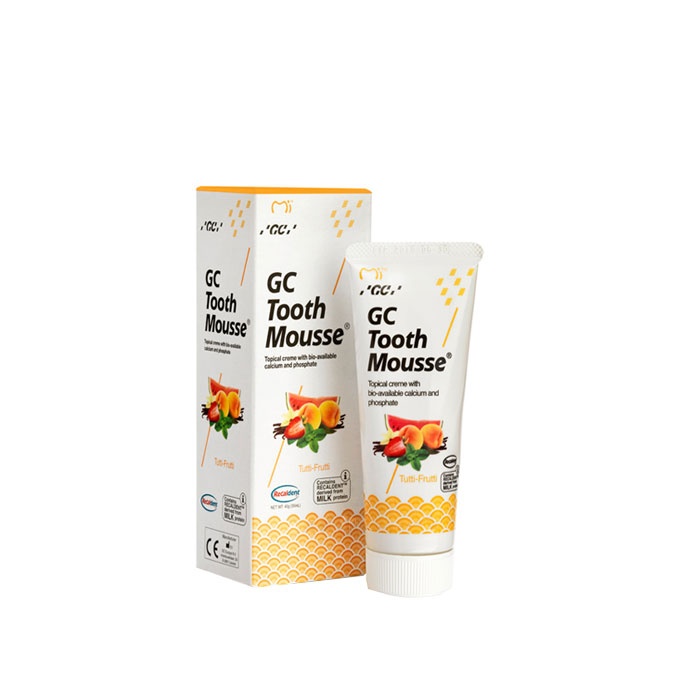 ДЕНТАЛЕН РЕМИНАЛИЗИРАЩ КРЕМ БЕЗ ЗАХАР С ВКУС НА ТУТИ-ФРУТИ 35 мл. / GC TOOTH MOUSSE TROPICAL CREAM WITH BIO-AVAILABLE CALCIUM AND PHOSPHATE