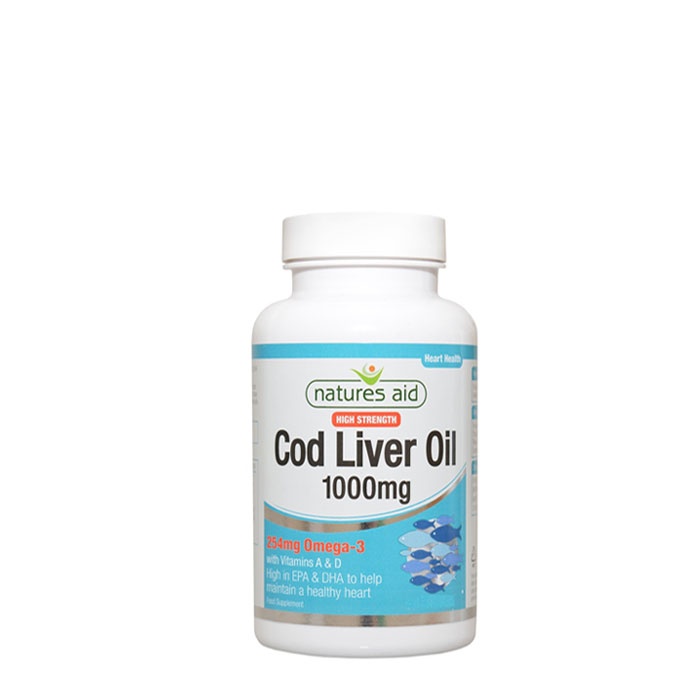МAСЛО ОТ ЧЕРЕН ДРОБ НА ТРЕСКА капсули 1000 мг. 90 броя / NATURES AID COD LIVER OIL