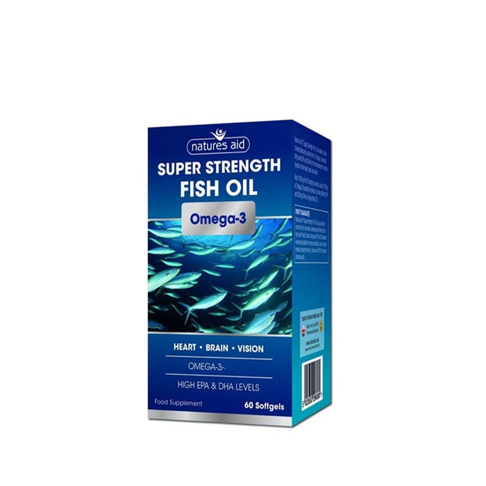 РИБЕНО МАСЛО капсули 1200 мг 60 броя / NATURES AID SUPER STRENGTH FISH OIL OMEGA-3