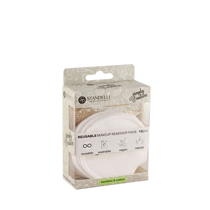 ТАМПОНИ ЗА ПРЕМАХВАНЕ НА ГРИМ ЗА МНОГОКРАТНА УПОТРЕБА 10 мл. / STANDELLI SIMPLY NATURE REUSABLE MAKEUP REMOVER PADS