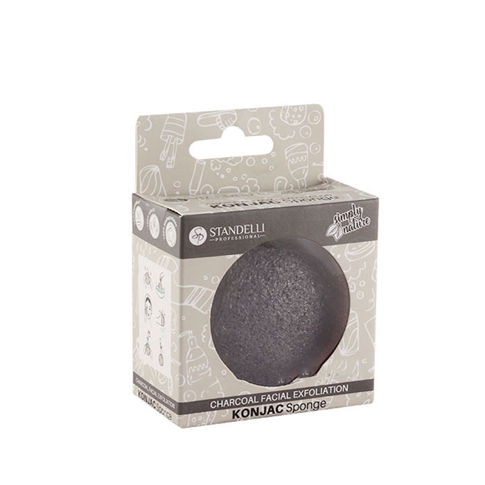 ГЪБА ЗА ЛИЦЕ КОНДЖАК С АКТИВЕН ВЪГЛЕН / STANDELLI ACTIVATED CHARCOAL INFUSED KONJAC SPONGE