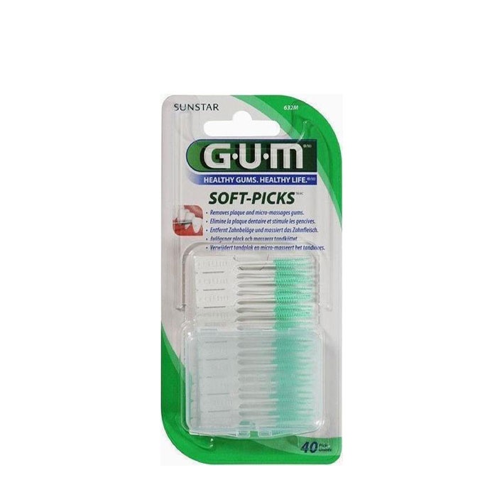 КЛЕЧКИ ЗА ЗЪБИ ГЪМ С МЕК НАКРАЙНИК размер М 40 броя / GUM SOFT PICKS WITH FLUORIDE