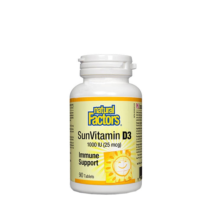 НАТУРАЛ ФАКТОРС ВИТАМИН D3 1000 IU таблетки 90 броя / NATURAL FACTORS VITAMIN D3