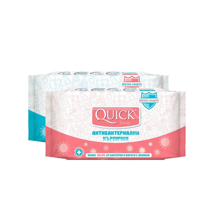 АНТИБАКТЕРИАЛНИ МОКРИ КЪРПИ QUICKLINE 15 броя / BEBO ANTIBACTERIAL WET WIPES