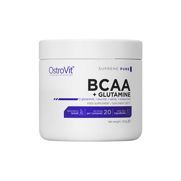 ОСТРОВИТ BCAA 2:1:1 + ГЛУТАМИН ОВКУСЕН прах 200 гр. / OSTROVIT SUPREME PURE BCAA + GLUTAMINE 200 gr.