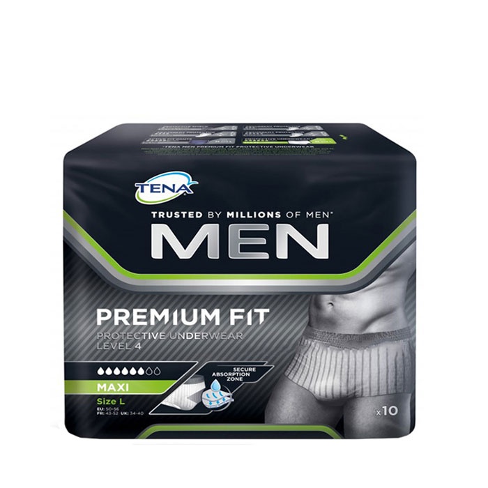 ГАЩИ МЕН MAXI размер L 10 броя / TENA MEN PREMIUM FIT PROTECTIVE UNDERWEAR MAXI size L