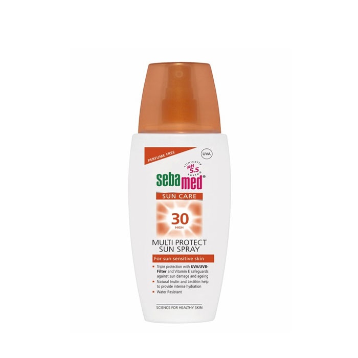 СЛЪНЦЕЗАЩИТЕН СПРЕЙ БЕЗ ПАРФЮМ СЕБА МЕД SPF 30 150 мл. / SEBA MED PERFUME FREE MULTI PROTECT SUN SPRAY SPF 30