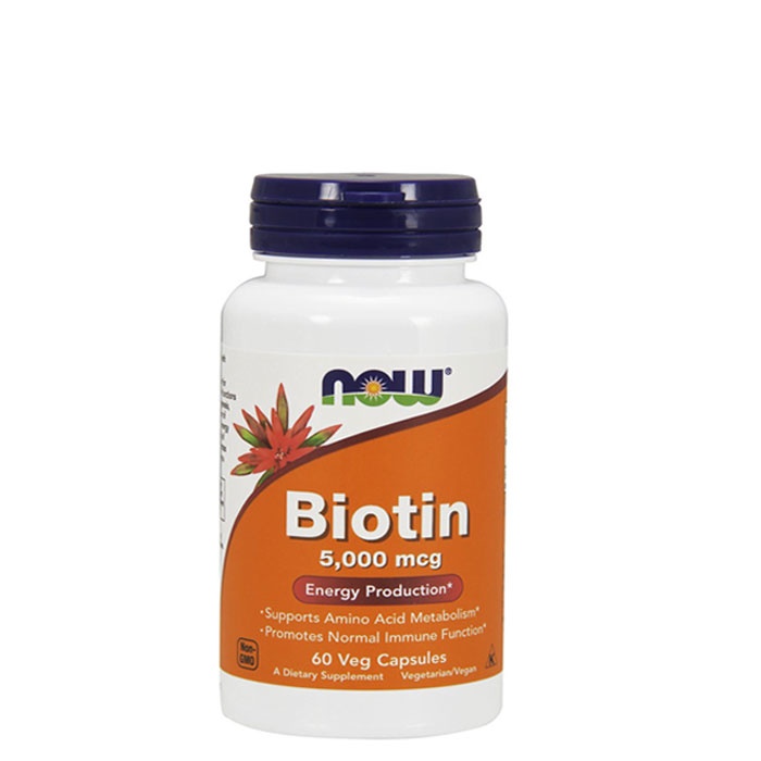 НАУ ФУДС ВИТАМИН B7 БИОТИН капсули 5000 мкг 60 броя / NOW FOODS BIOTIN