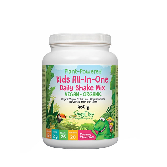 НАТУРАЛ ФАКТОРС КИДС ОЛ-ИН-УАН ДЕЙЛИ протеин шоко на прах 460 г / NATURAL FACTORS KIDS ALL-IN-ONE DAILY SHAKE MIX VEGAN ORGANIC