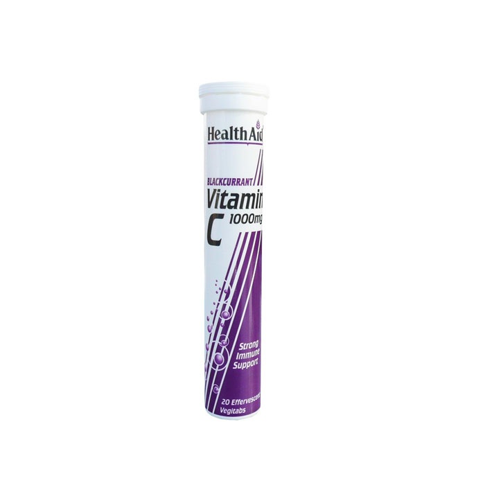 ВИТАМИН Ц С ВКУС НА КАСИС ефервесцентни таблетки 20 броя / HEALTH AID VITAMIN C BLACK CURRANT FLAVOUR