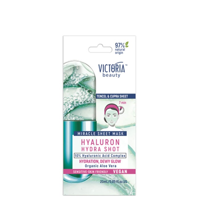 ЛИСТ МАСКА ЗА ЛИЦЕ С АЛОЕ ВЕРА ХИАЛУРОН ХИДРА ШОТ 20 мл. / VICTORIA BEAUTY MIRACLE SHEET MASK HYALURON HYDRA SHOT