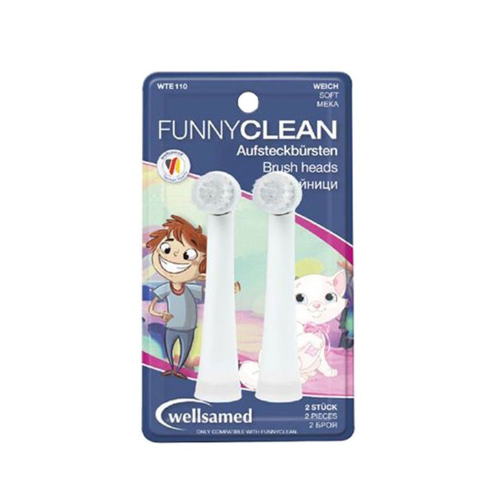 РЕЗЕРВНА ГЛАВА ЗА ЕЛЕКТРИЧЕСКА ЧЕТКА 2 броя / WELLSAMED BRUSH HEADS FUNNY CLEAN