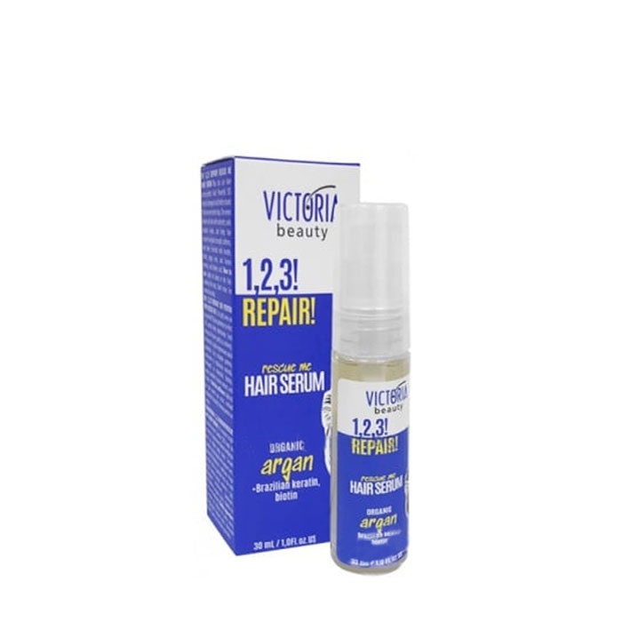 REPAIR 1, 2, 3 СЕРУМ ЗА УВРЕДЕНА КОСА С АРГАН 30 мл. / VICTORIA BEAUTY 1, 2, 3 REPAIR RESCUE ME HAIR SERUM ORGANIC ARGAN
